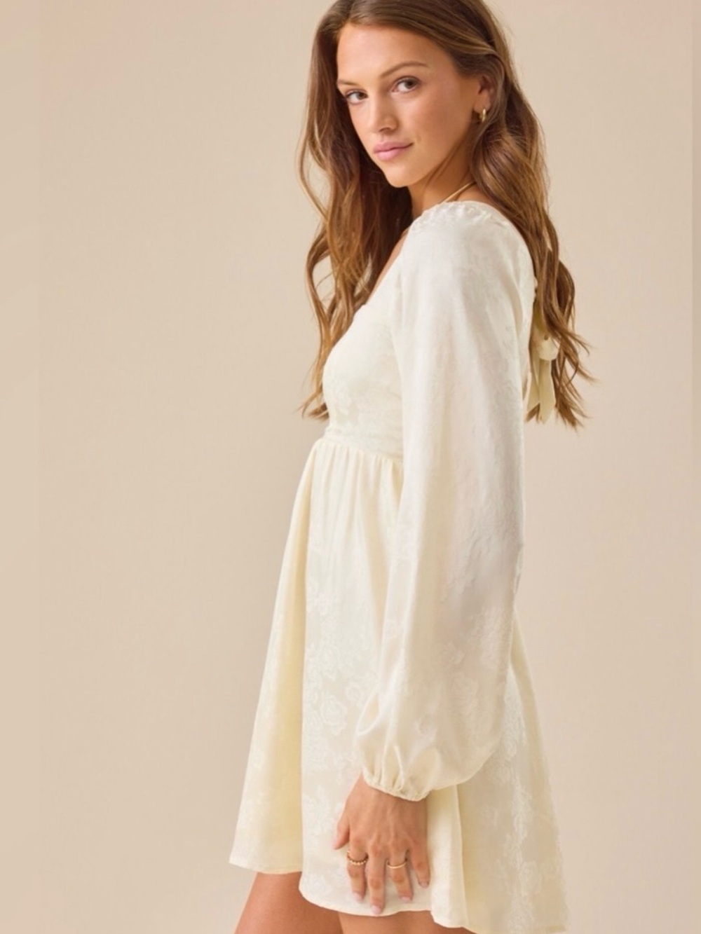 Altar’d State Alexa Ivory Floral Long Sleeve Mini Dress Size XS - Picture 7 of 8